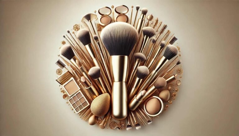 Arte Brocha Dorada de Maquillaje