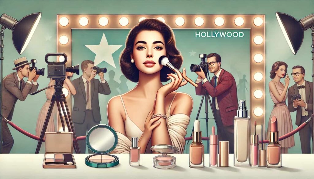 Mujer maquillandose estilo retro