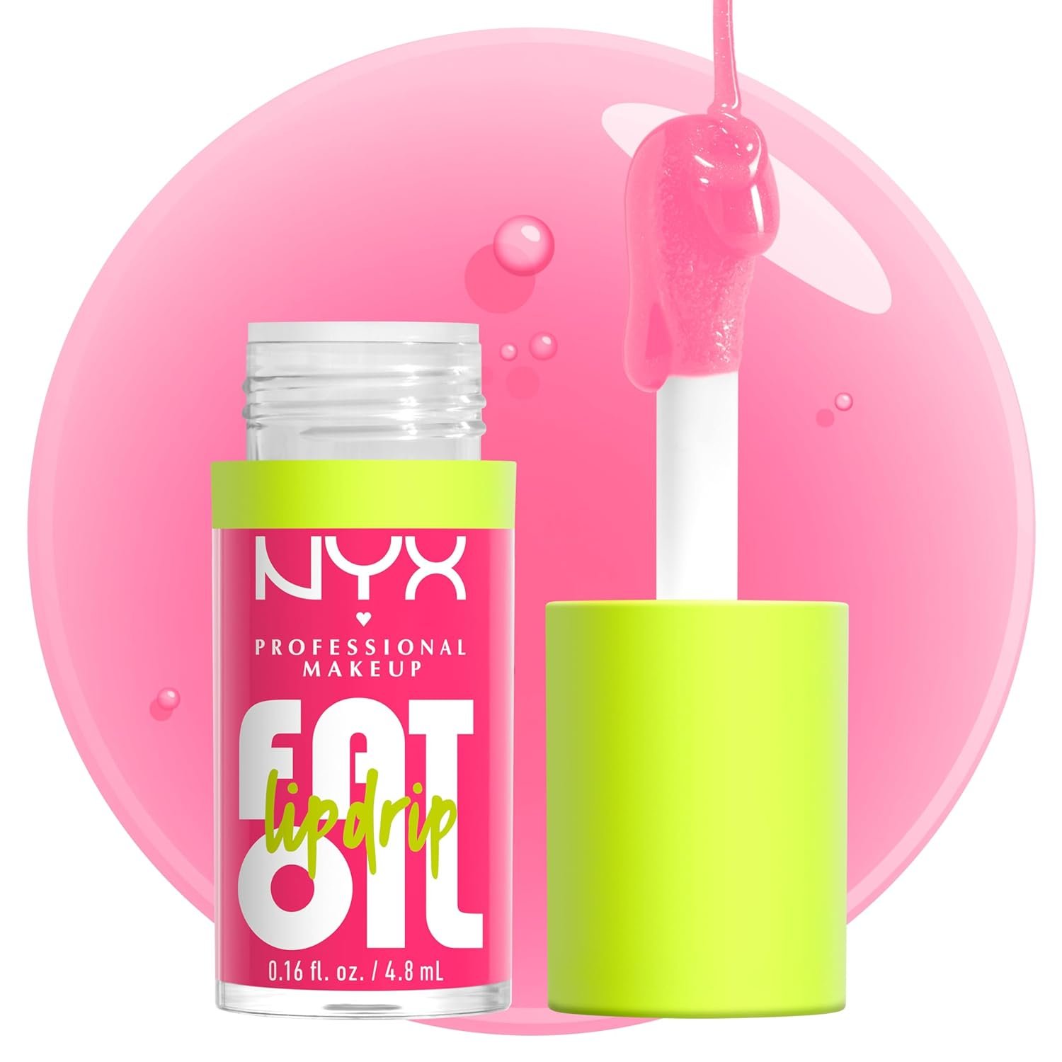 NYX PROFESSIONAL MAKEUP Aceite graso para labios, hidratante, brillante y vegano en tono Missed Call (rosa transparente).