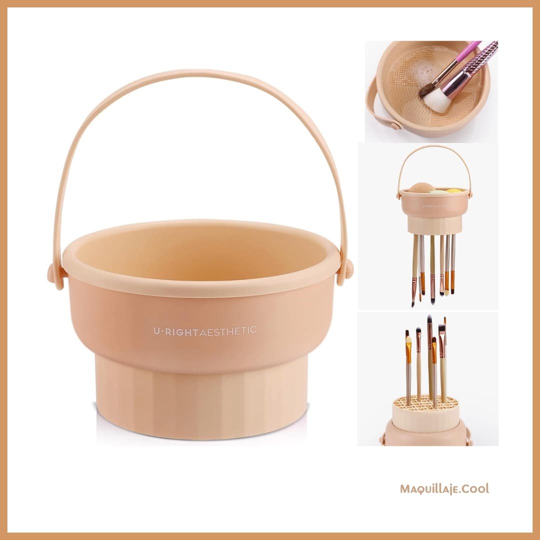 Recipiente Limpiador de brochas de maquillaje