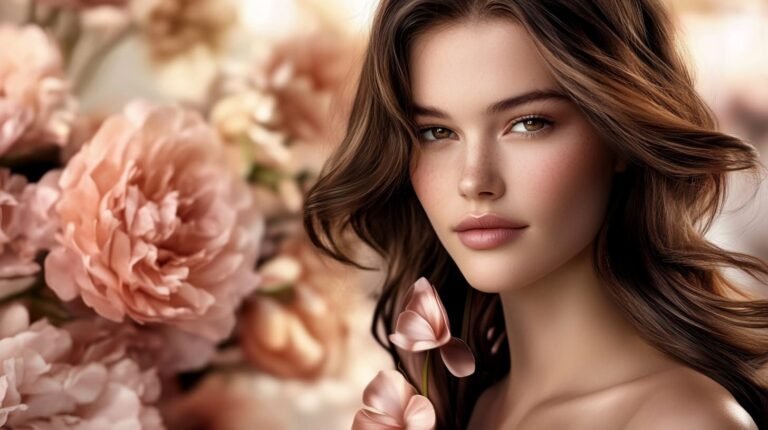 Mujer inocente en jardn