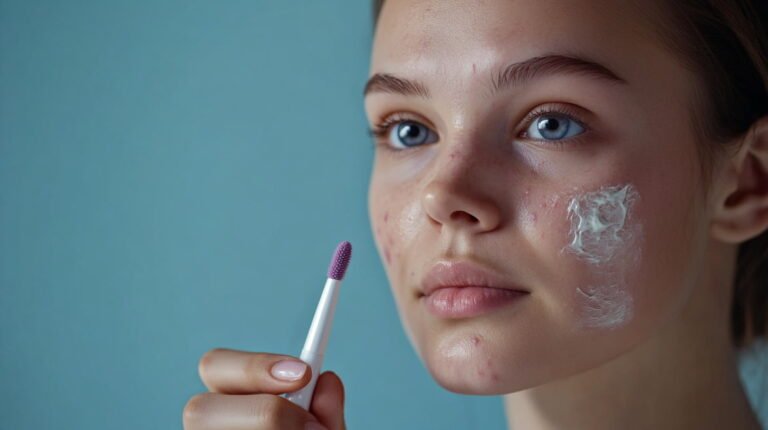 maquillando manchas de la cara