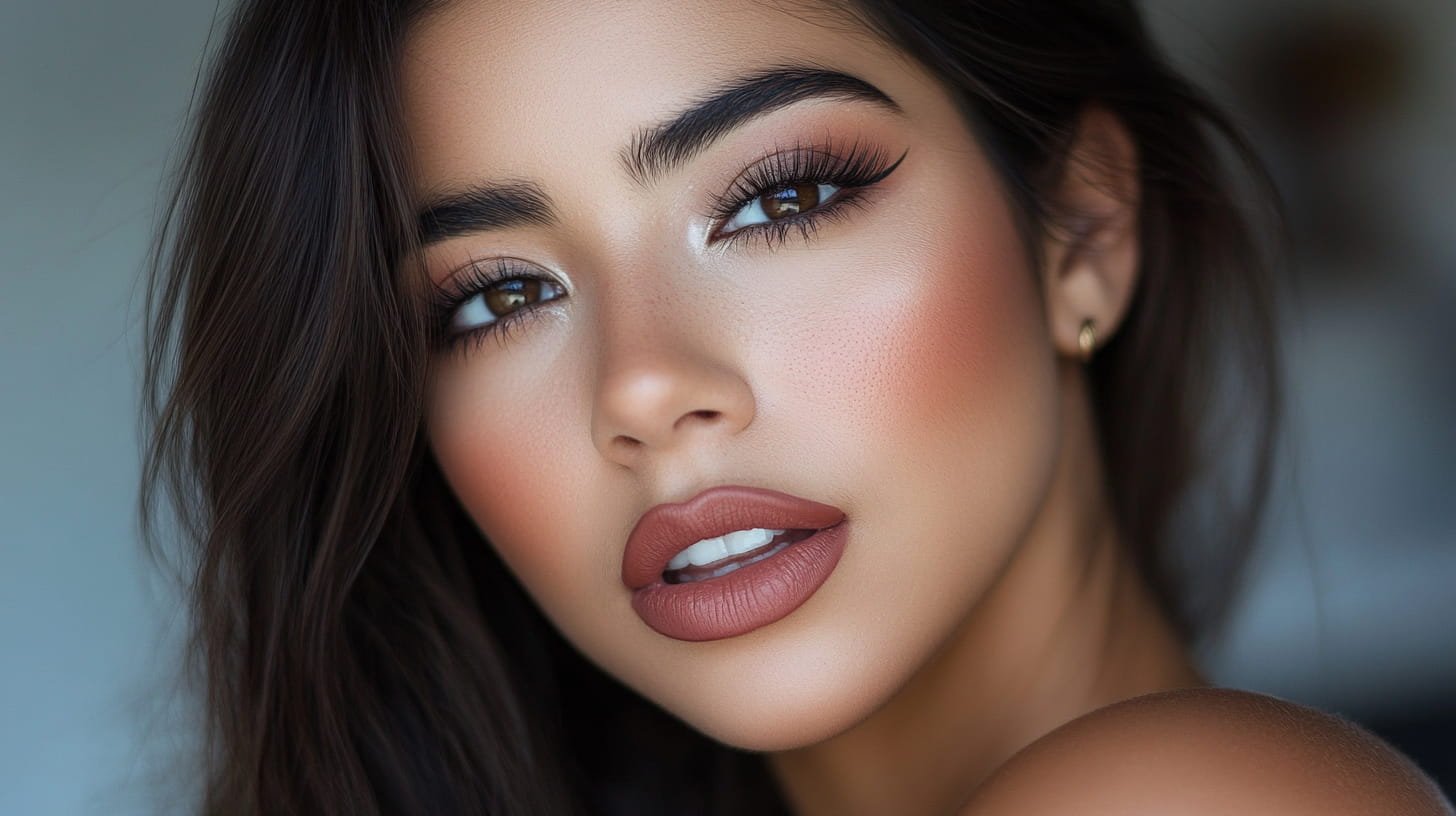 Modelo Con Labios Pintados y Definidos